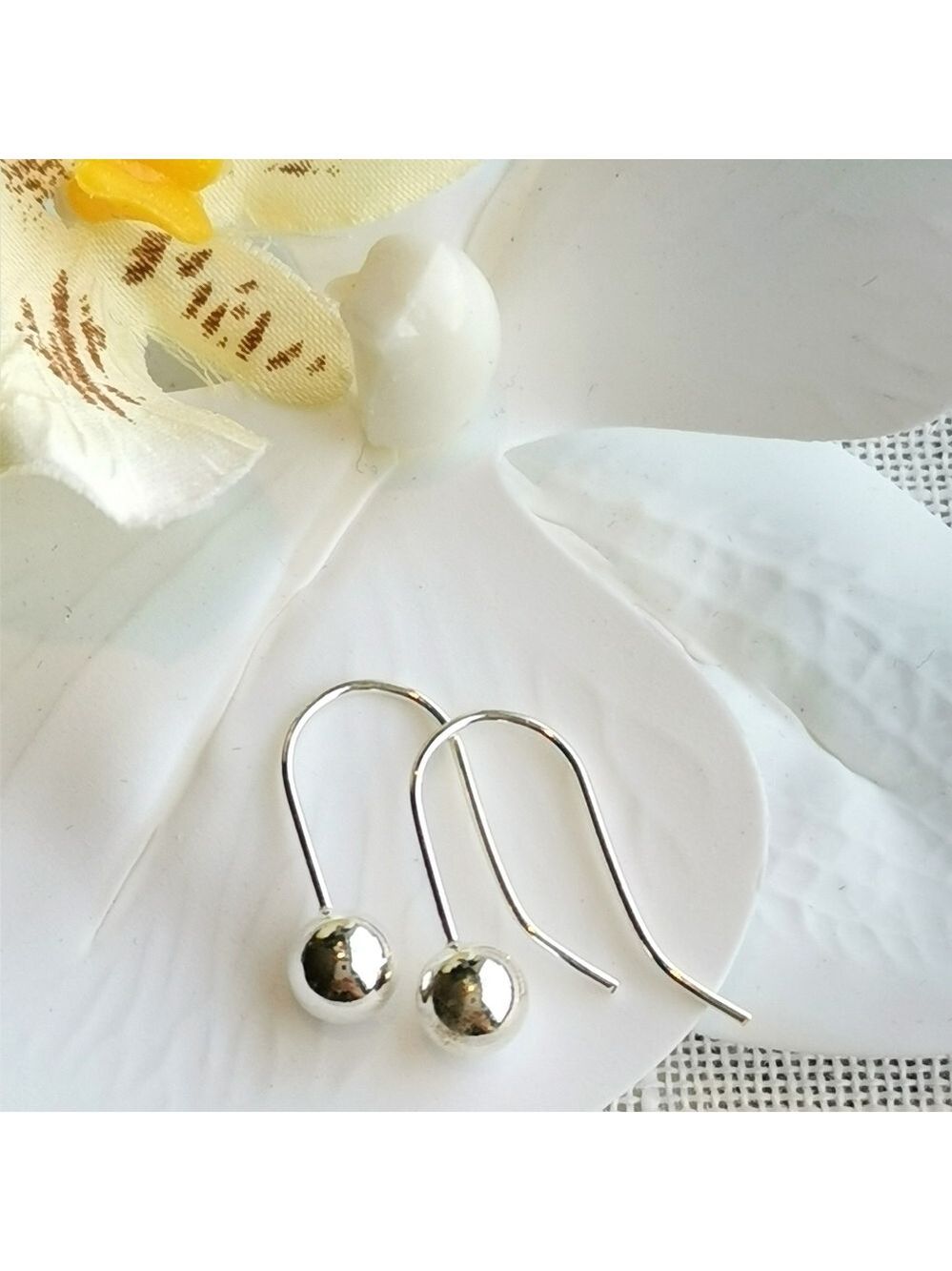 Vintage Sterling silver ball earrings on hook